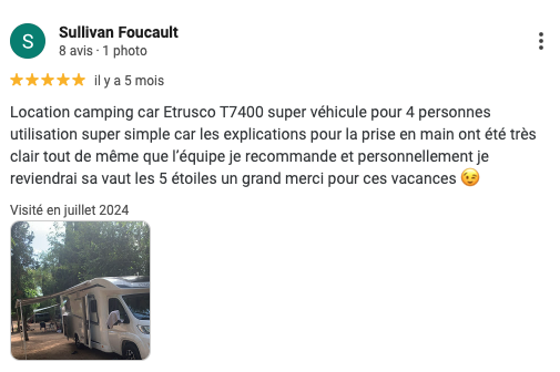 Avis location camping-car